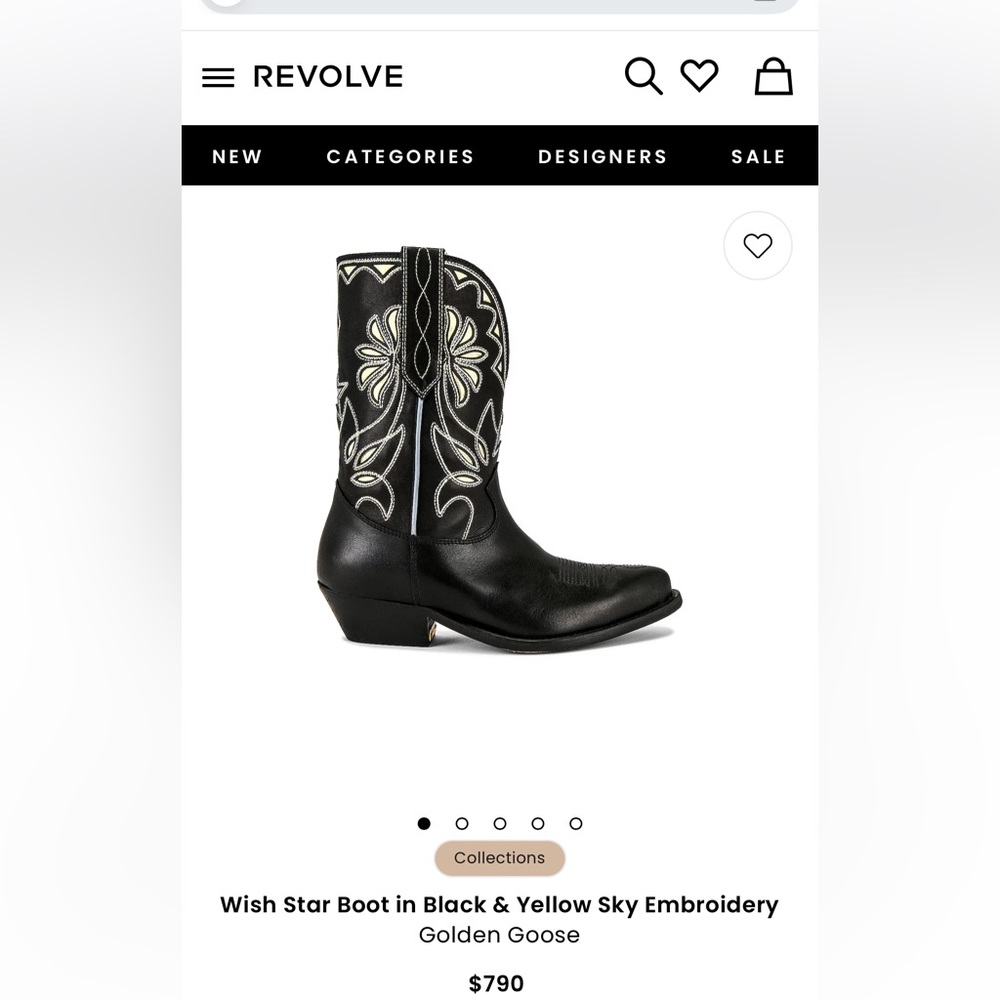 Golden Goose Wish Star Boot in Black and Yellow Embroidery 7